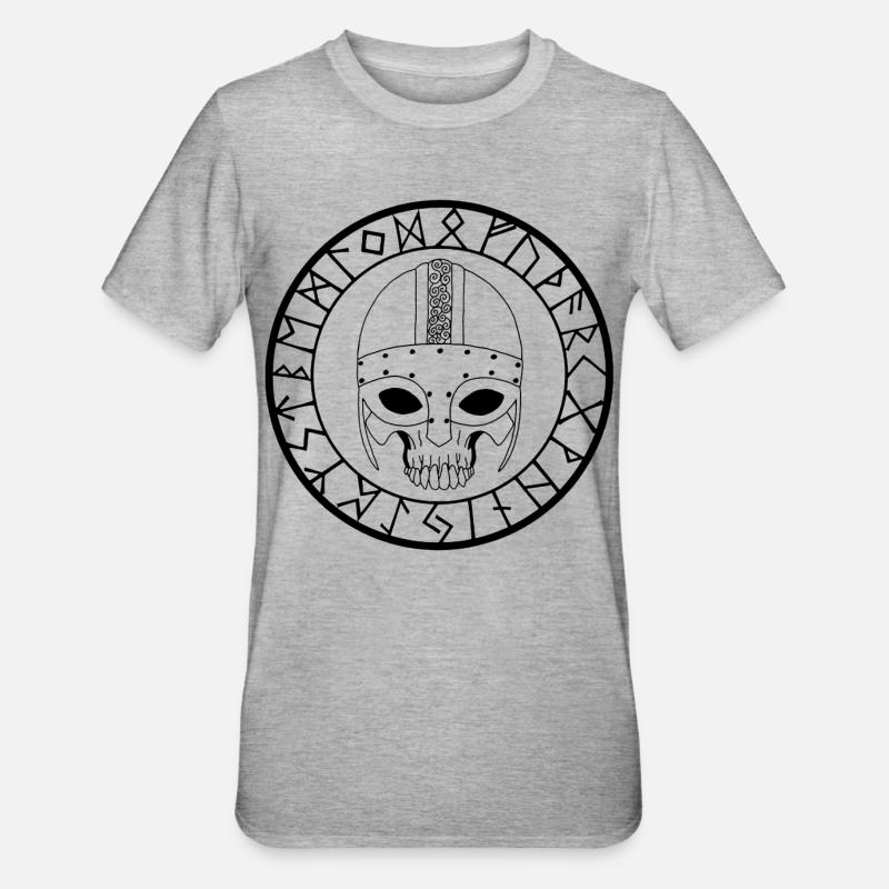Wikinger Schädel (Schwarz) - Unisex Polycotton T-Shirt - Grau meliert