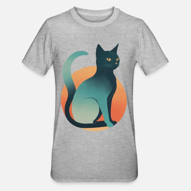 Dunkle Katze - Unisex Polycotton T-Shirt - Grau meliert