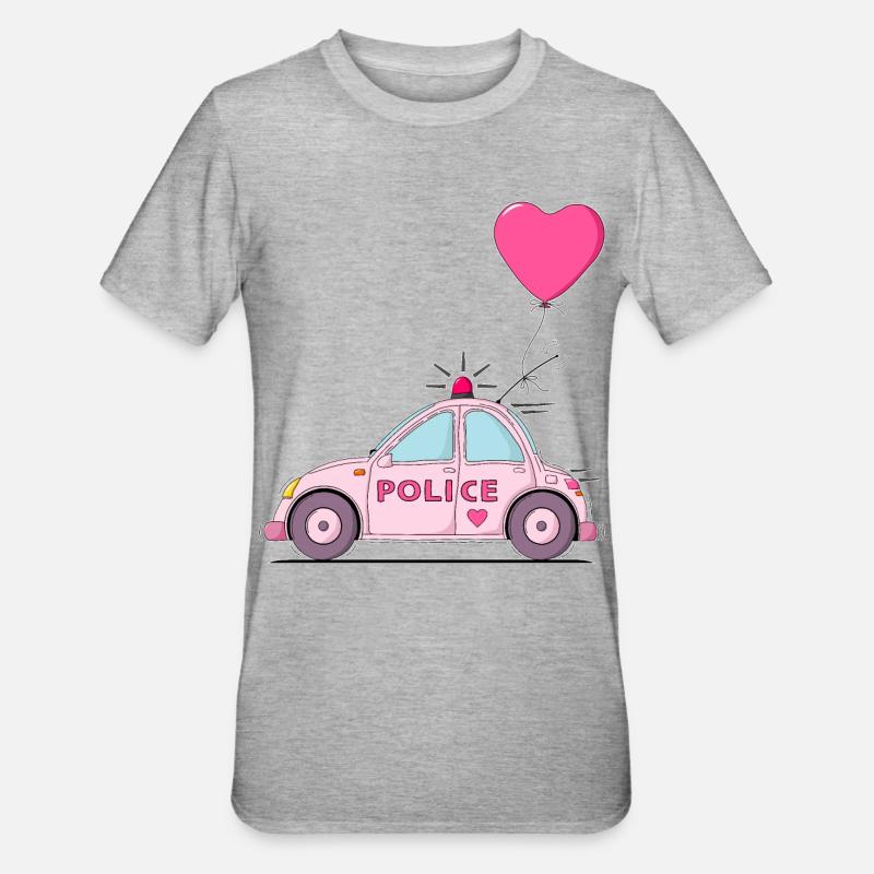 Coeur de police rose - T-shirt polycoton Unisexe - gris chiné