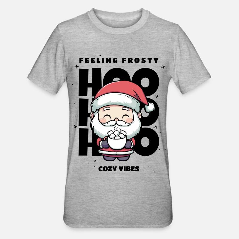 Weihnachten Pullover - Weihnachtsmann, Geschenk - Unisex Polycotton T-Shirt - Grau meliert
