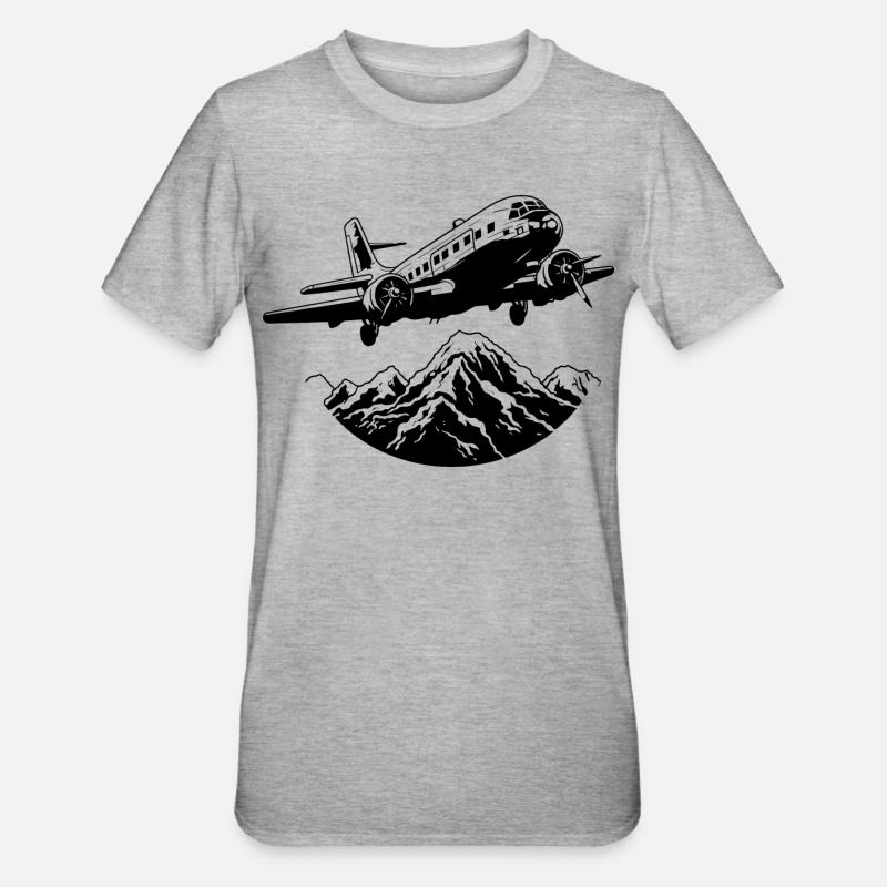 Graphisme d’avion - T-shirt polycoton Unisexe - gris chiné