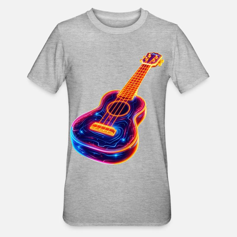 Ukulélé Synthwave - T-shirt polycoton Unisexe - gris chiné