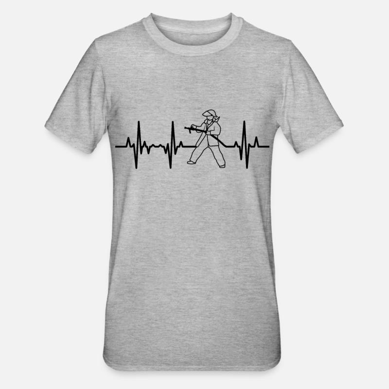 Palpitations cardiaques des pompiers - T-shirt polycoton Unisexe - gris chiné