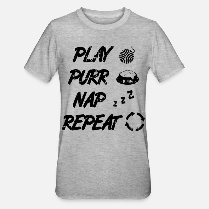 Cat Routine - Unisex Polycotton T-Shirt - heather grey
