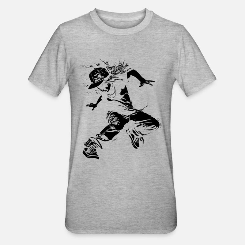 Breakdance Mädchen Zeichnung - Unisex Polycotton T-Shirt - Grau meliert