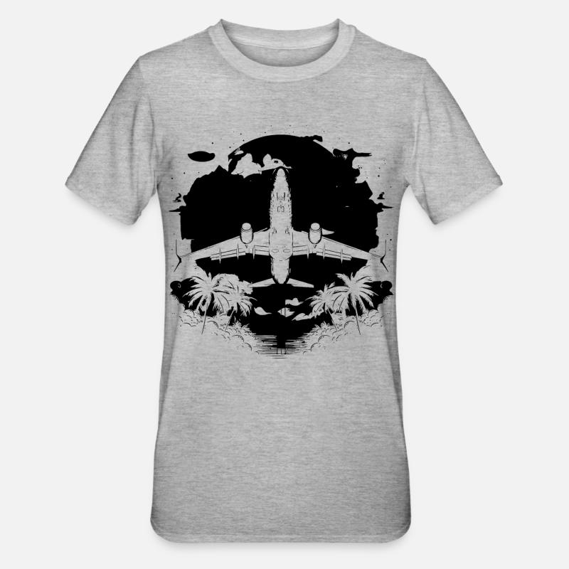 Graphisme d’avion - T-shirt polycoton Unisexe - gris chiné