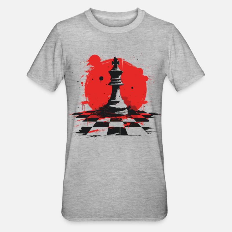 Graphiques de pièces d’échecs - T-shirt polycoton Unisexe - gris chiné