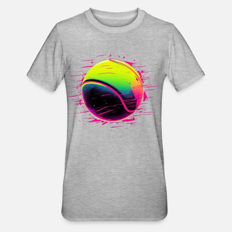 Balle de tennis style synthwave - T-shirt polycoton Unisexe - gris chiné