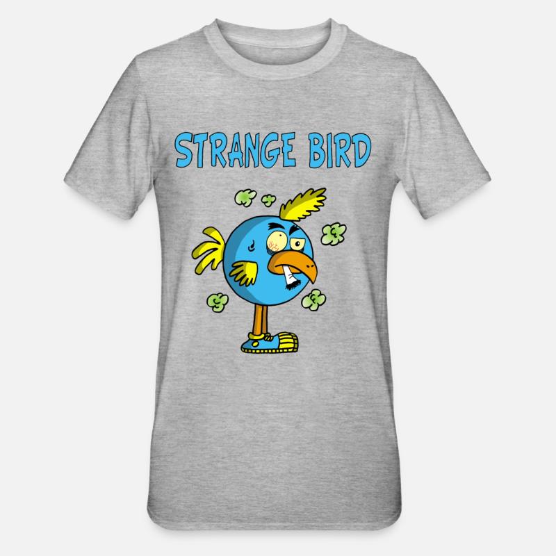 Oiseau bleu étrange - T-shirt polycoton Unisexe - gris chiné