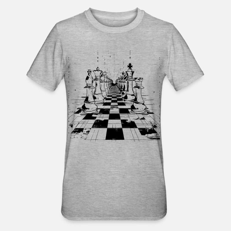 Graphismes d’échecs - T-shirt polycoton Unisexe - gris chiné
