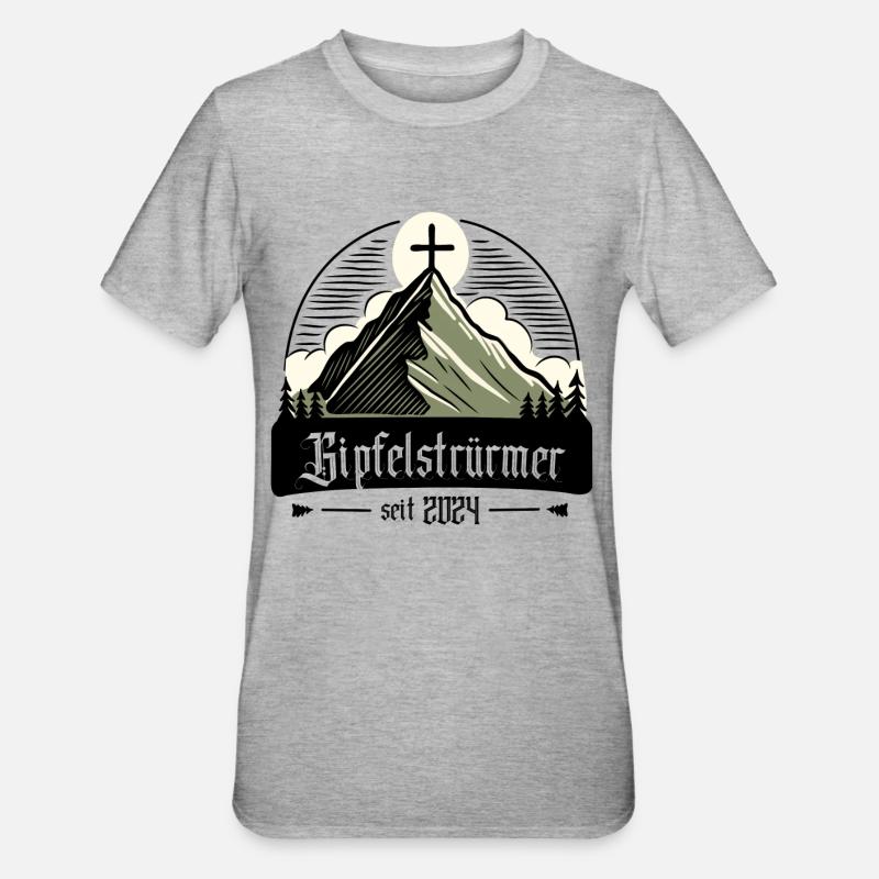 Gipfelwanderer - Bergsteiger 2024 - Unisex Polycotton T-Shirt - Grau meliert