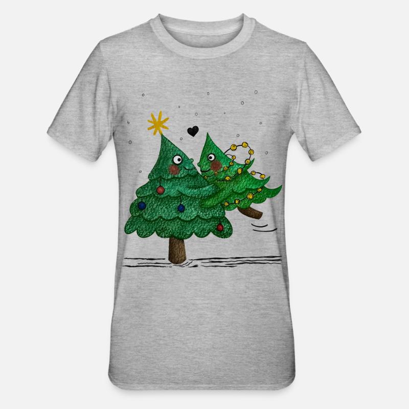 De jolis sapins de Noël - T-shirt polycoton Unisexe - gris chiné