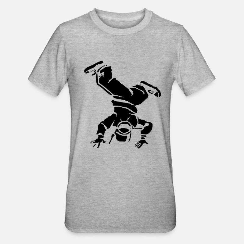 Dessin de breakdancer - T-shirt polycoton Unisexe - gris chiné