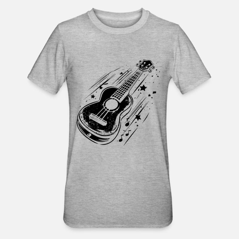 Ukulele Zeichnung - Unisex Polycotton T-Shirt - Grau meliert