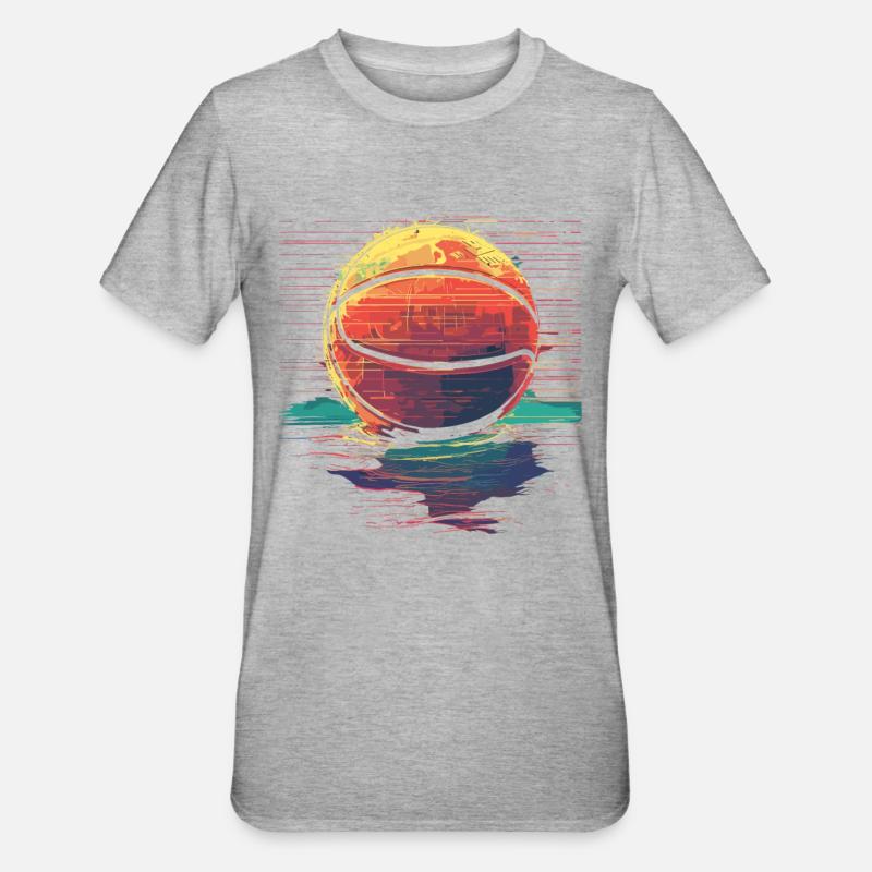Ballon de basket Retrowave - T-shirt polycoton Unisexe - gris chiné