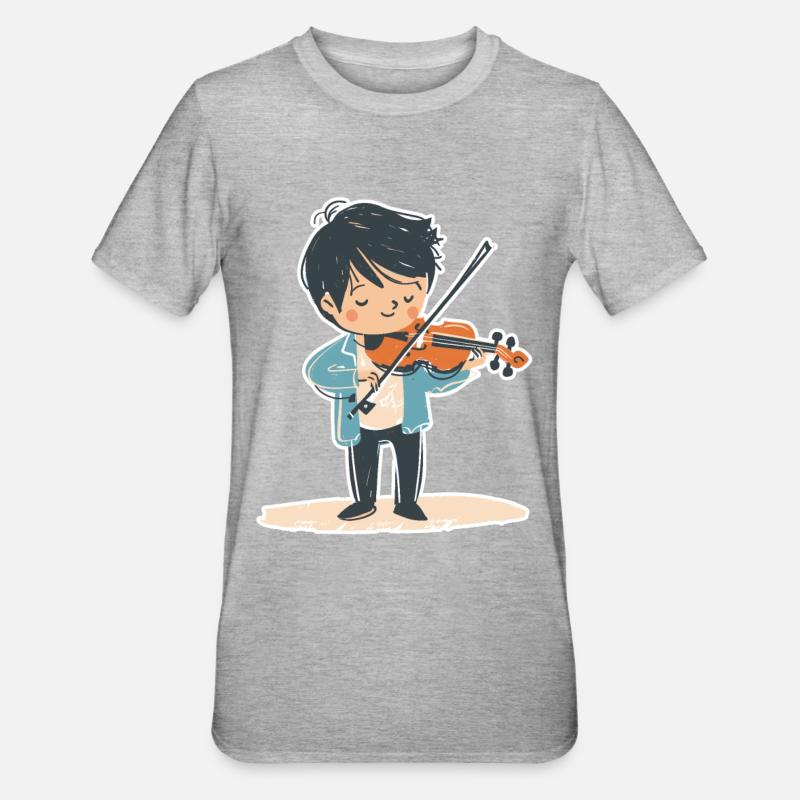 Petit garçon violon - T-shirt polycoton Unisexe - gris chiné
