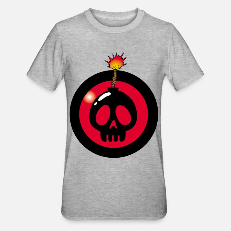 Explodierender Schädel - Unisex Polycotton T-Shirt - Grau meliert