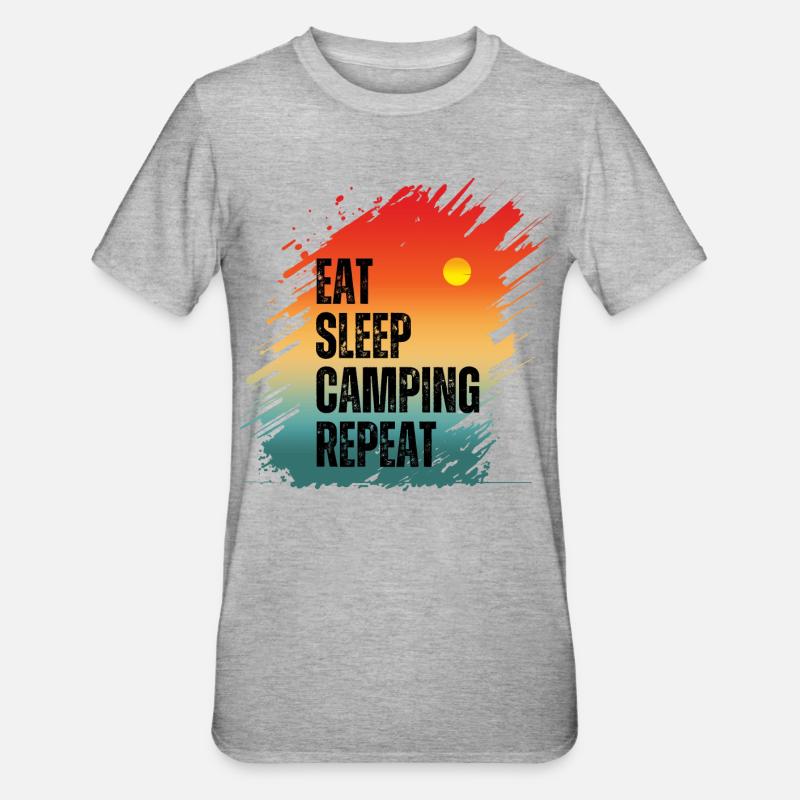 MANGER DORMIR CAMPING RÉPÉTER - T-shirt polycoton Unisexe - gris chiné