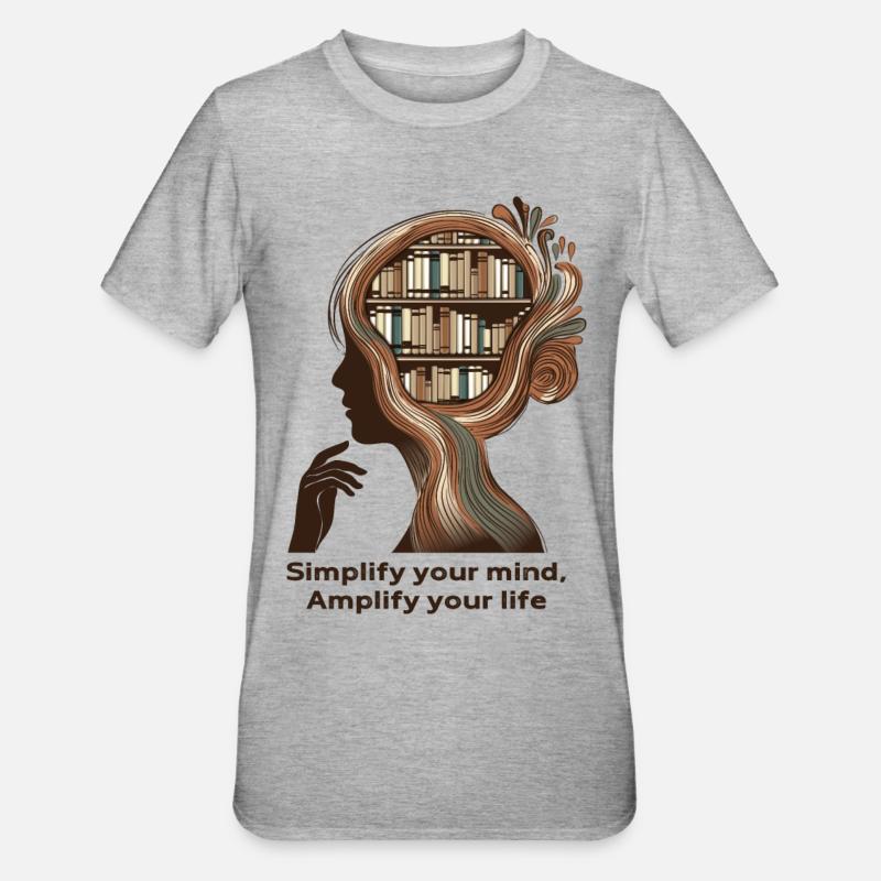 Simplify your mind Achtsamkeit Design - T-shirt polycoton Unisexe - gris chiné