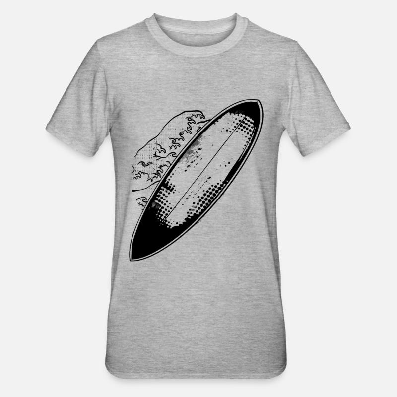 Surfbrett - Unisex Polycotton T-Shirt - Grau meliert