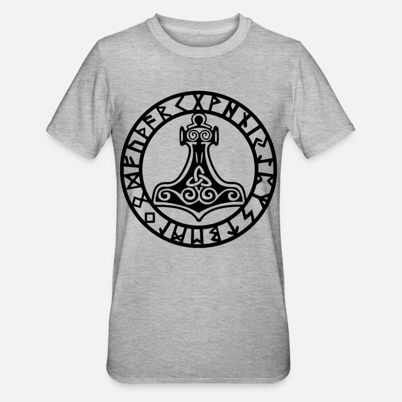 Schwarzer Wikingerhammer - Unisex Polycotton T-Shirt - Grau meliert