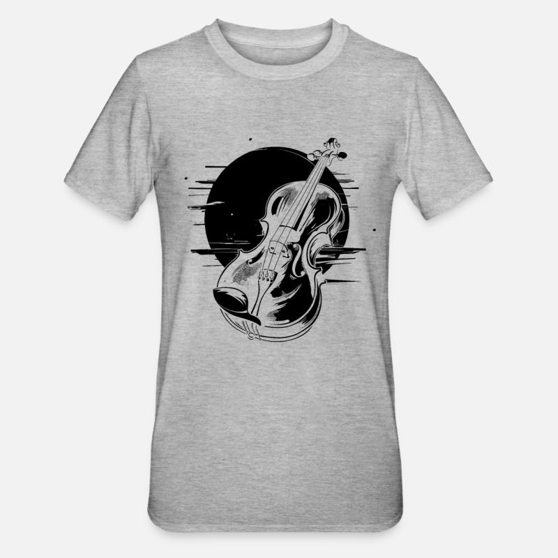 Dessin de violon - T-shirt polycoton Unisexe - gris chiné