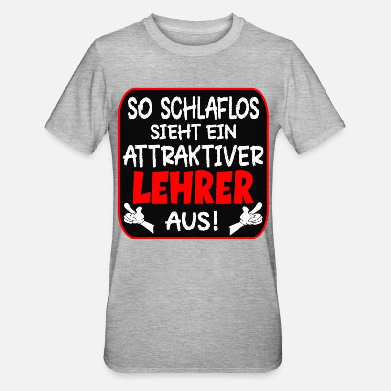 SCHLAFLOSER LEHRER LEHRAMT - Unisex Polycotton T-Shirt - Grau meliert