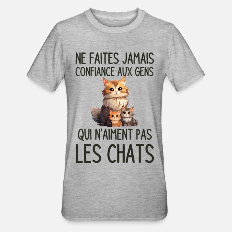 Propriétaire de chats - T-shirt polycoton Unisexe - gris chiné