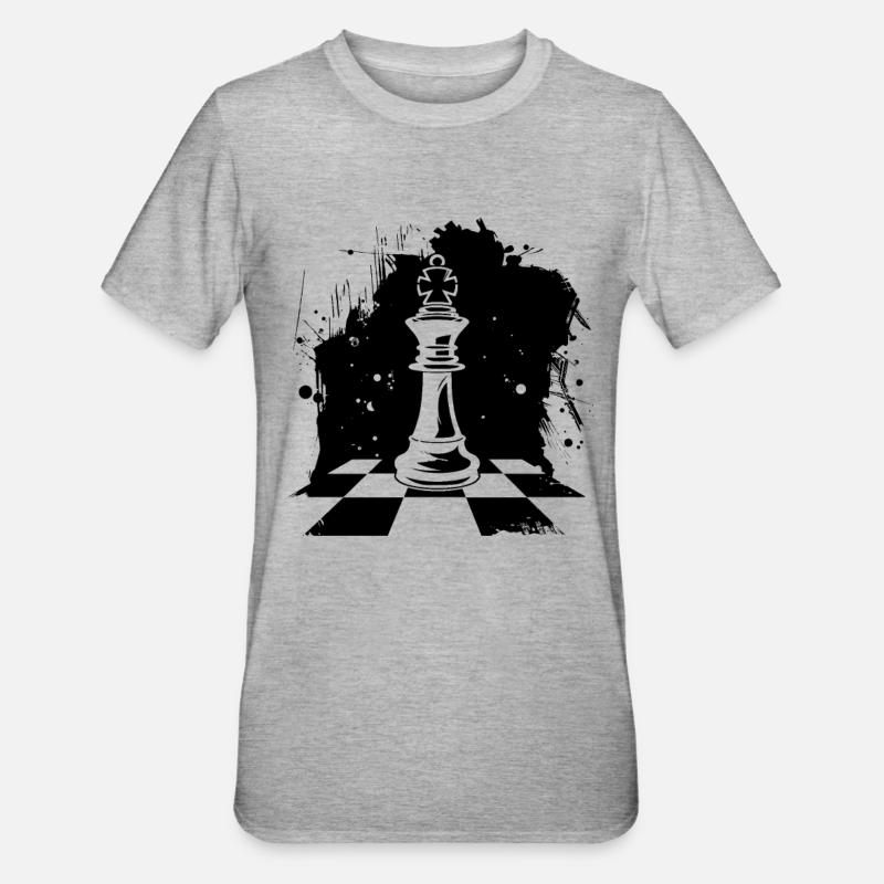 Dessin de pièces d’échecs - T-shirt polycoton Unisexe - gris chiné