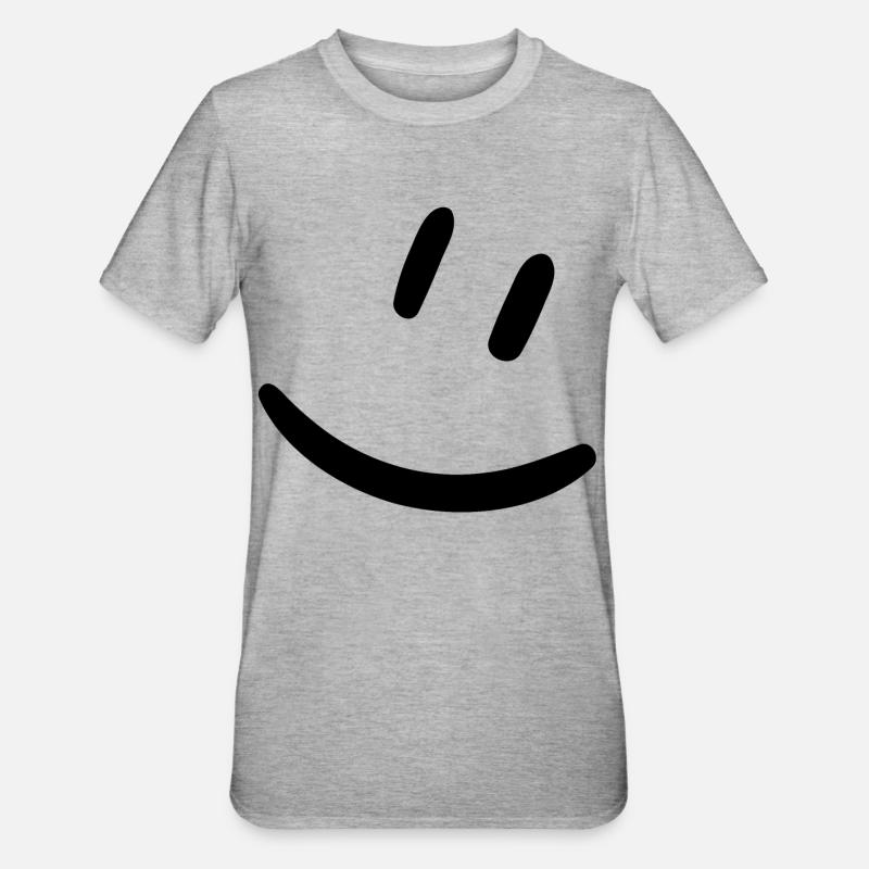 Smily schwarz - Unisex Polycotton T-Shirt - Grau meliert