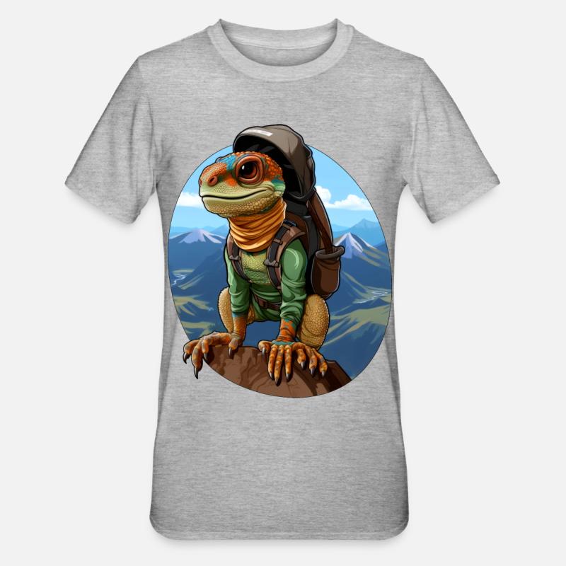 Eidechsen Bergsteiger / Wandern Eidechse - Unisex Polycotton T-Shirt - Grau meliert