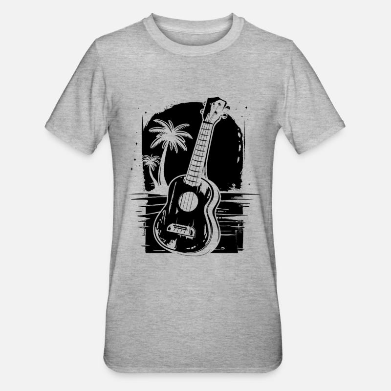 Dessin de ukulélé - T-shirt polycoton Unisexe - gris chiné