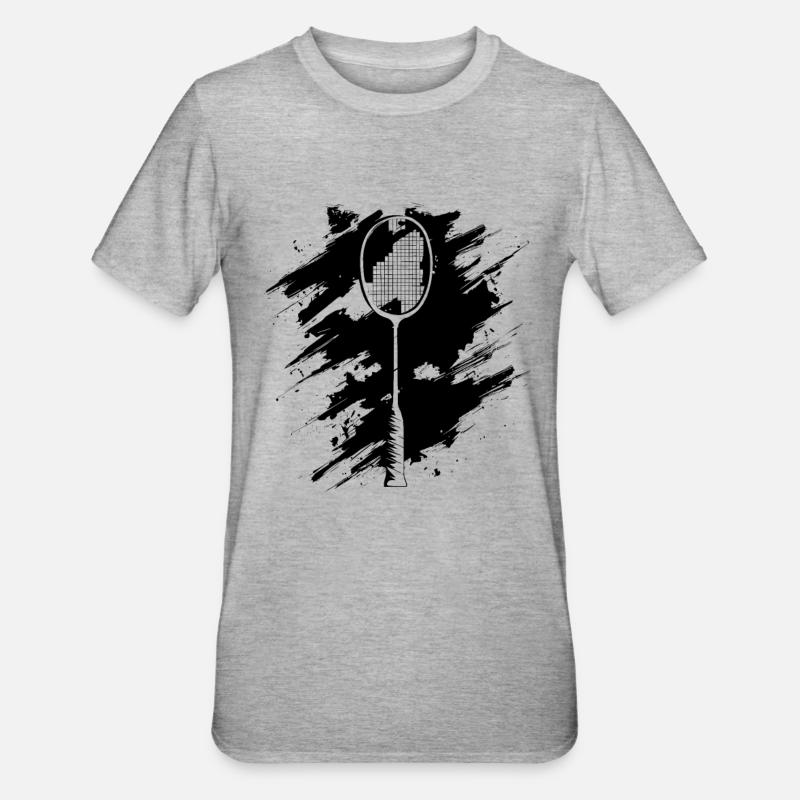 Badmintonschläger Zeichnung - Unisex Polycotton T-Shirt - Grau meliert