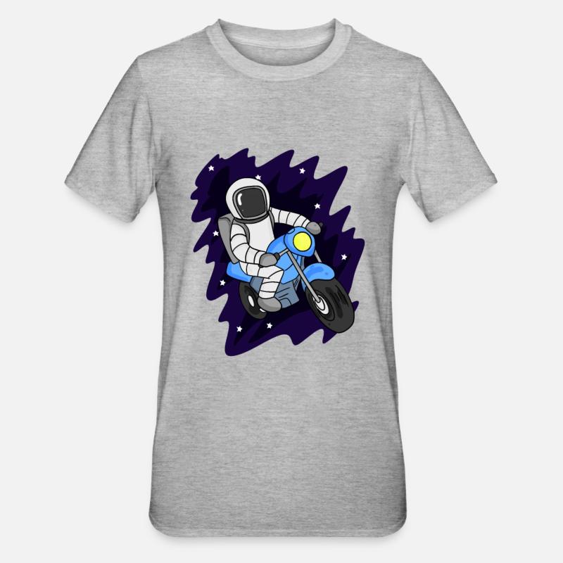 Astronaut Motorcycle Space - Unisex Polycotton T-Shirt - heather grey