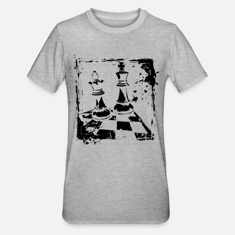 Échecs - T-shirt polycoton Unisexe - gris chiné