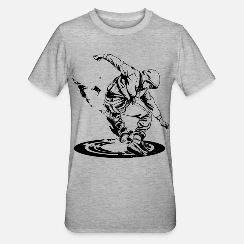 Dessin de breakdancer - T-shirt polycoton Unisexe - gris chiné