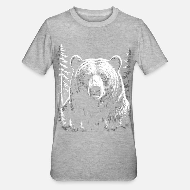 Bear, Forest - Unisex Polycotton T-Shirt - heather grey