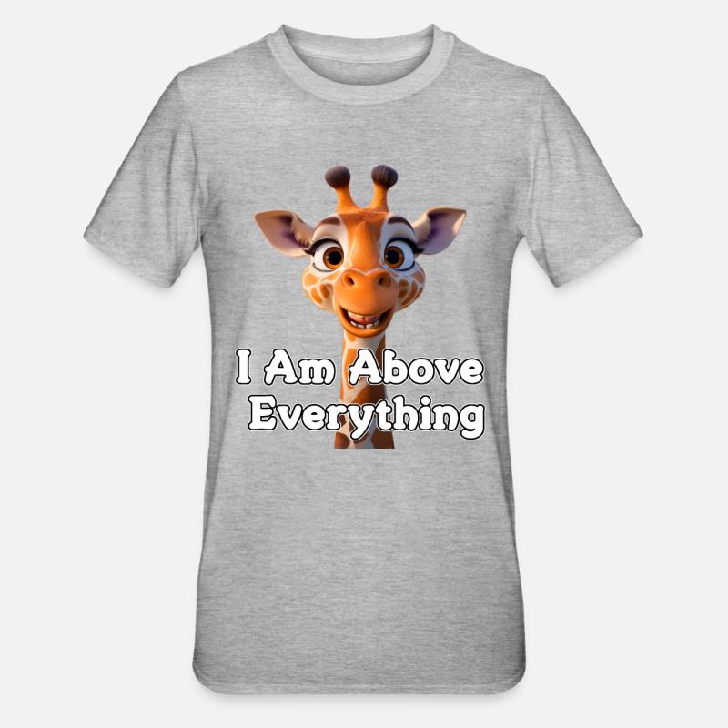 Giraffe mit Motivationsbotschaft - Unisex Polycotton T-Shirt - Grau meliert