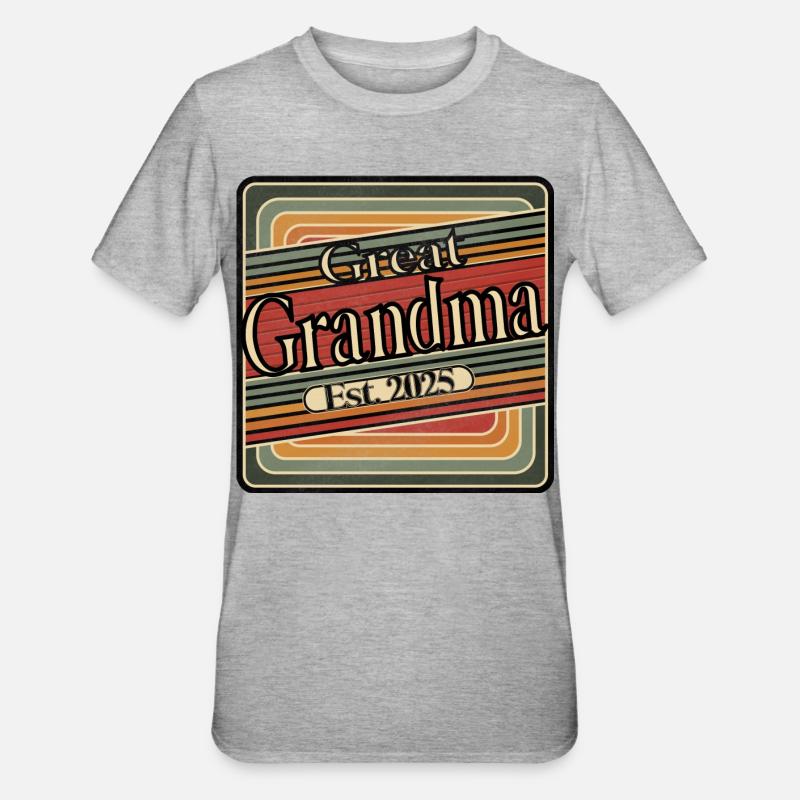 Urgroßmutter Est. 2025 – Retro-Geschenk für Uromas - Unisex Polycotton T-Shirt - Grau meliert