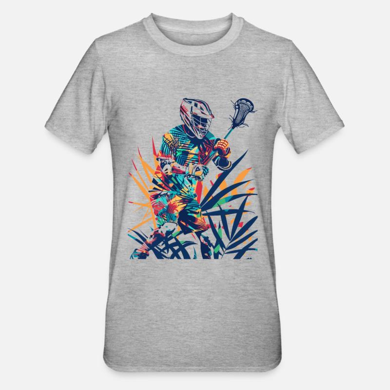 Lacrosse Spieler Comic Look - Unisex Polycotton T-Shirt - Grau meliert