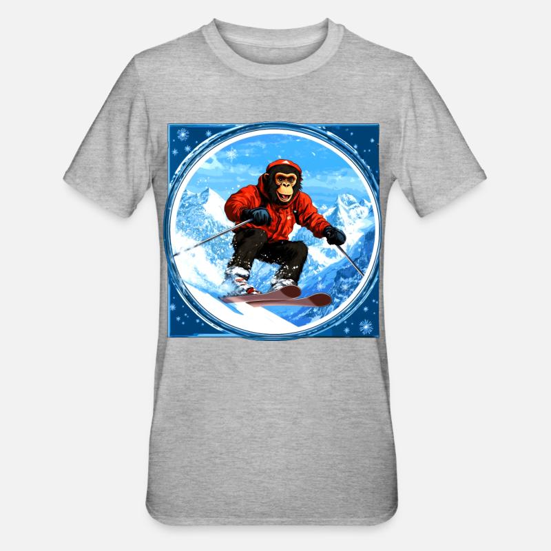 Singe de ski - T-shirt polycoton Unisexe - gris chiné