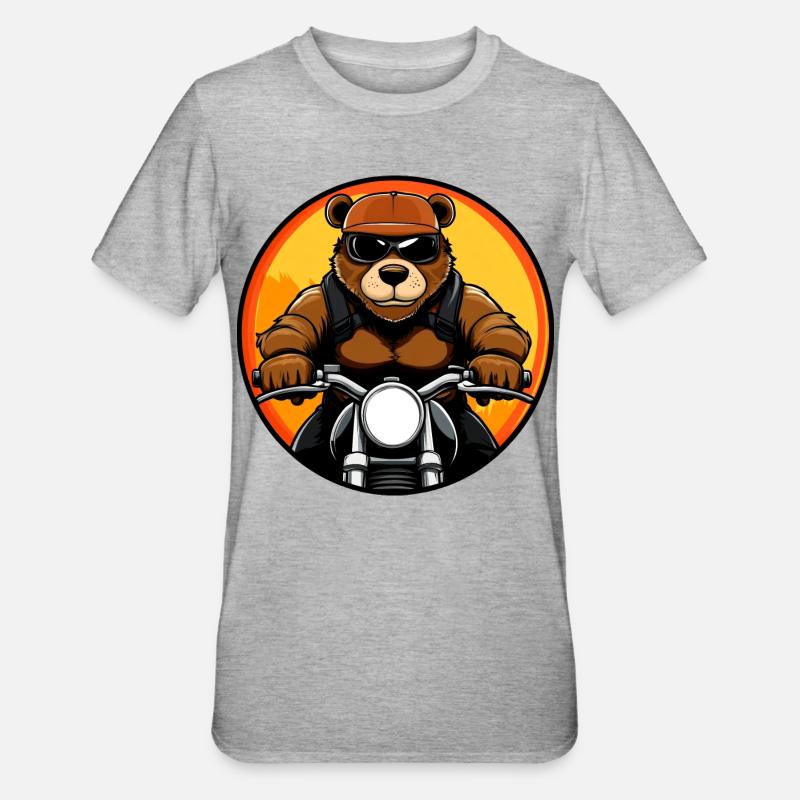 Bears Motorcycle - Unisex Polycotton T-Shirt - heather grey
