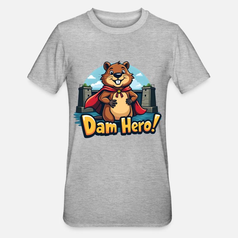 Beaver Hero – Héros du barrage ! - T-shirt polycoton Unisexe - gris chiné