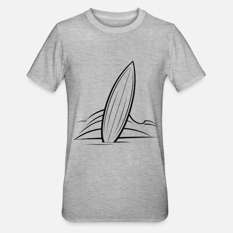 Dessin de planche de surf - T-shirt polycoton Unisexe - gris chiné