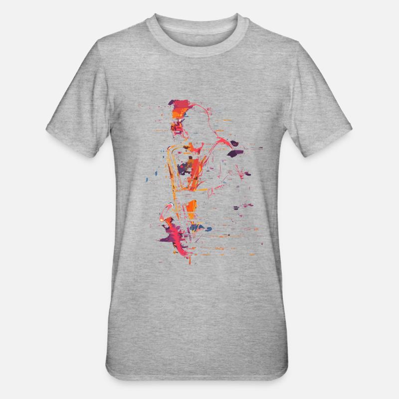 Saxophonist Synthwave - Unisex Polycotton T-Shirt - heather grey