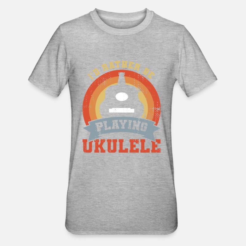 I'd rather play the ukulele - Unisex Polycotton T-Shirt - heather grey