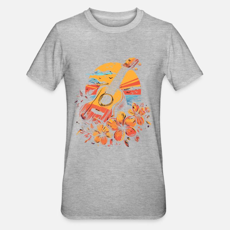 Ukulele 90er Look - Unisex Polycotton T-Shirt - Grau meliert