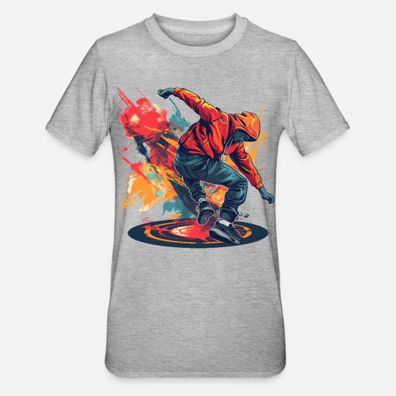 Breakdancer Graffiti - T-shirt polycoton Unisexe - gris chiné