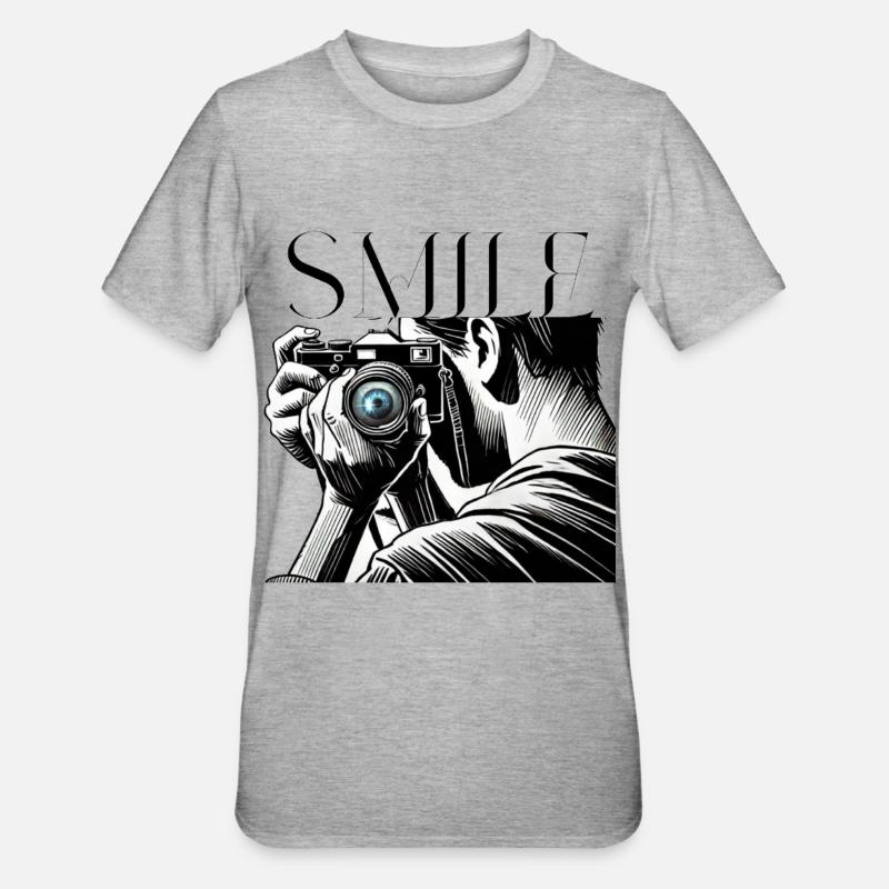 Camera Focus-Please Smile Design for Photographers - Unisex Polycotton T-Shirt - heather grey