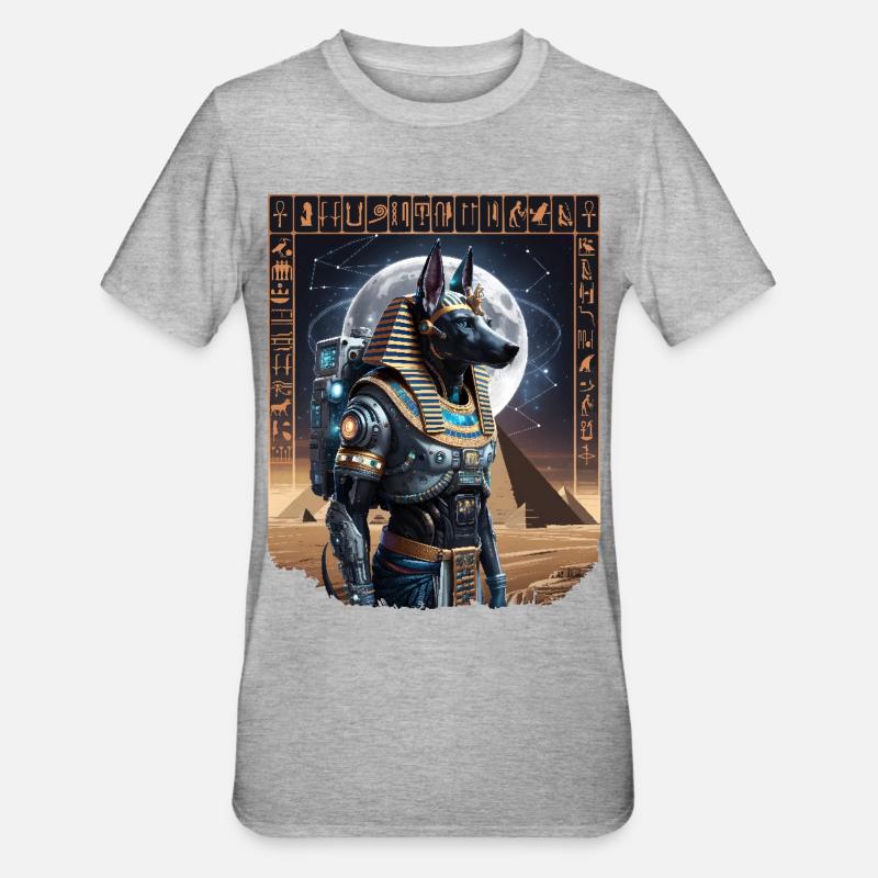 Ancient Anubis Astronaut Sci-Fi Design - Unisex Polycotton T-Shirt - heather grey